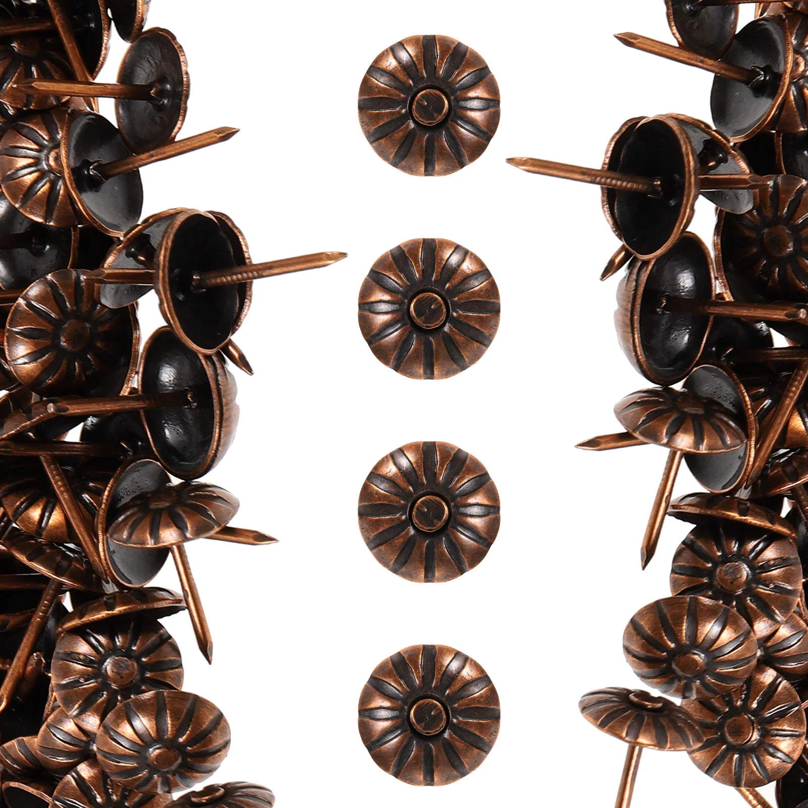 

300pcs Upholstery Tacks Decorative Iron Nails for Sofa Furniture Chrysanthemum Retro DIY Soft Bag Tacks Push Pin Thumb