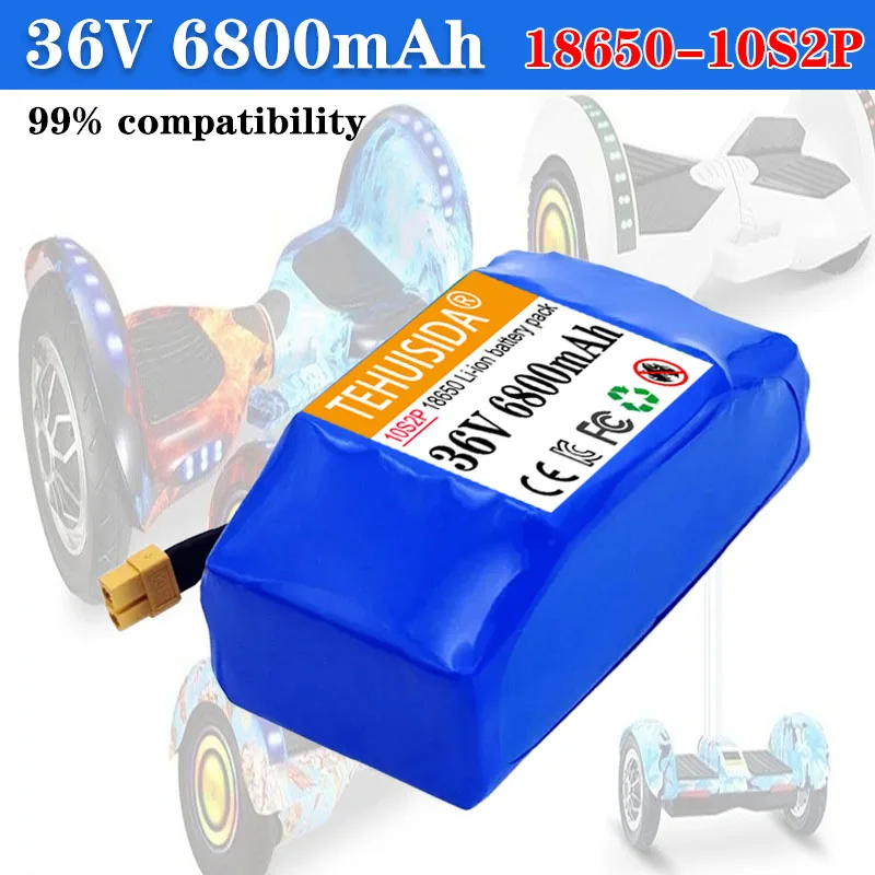 

100% оригинальный литий-ионный аккумулятор 36 В 18650 6800 мАч 10s2p 36 В, литий-ионный аккумулятор 42 В, роликовый поворотный скутер, автомобильный аккумулятор