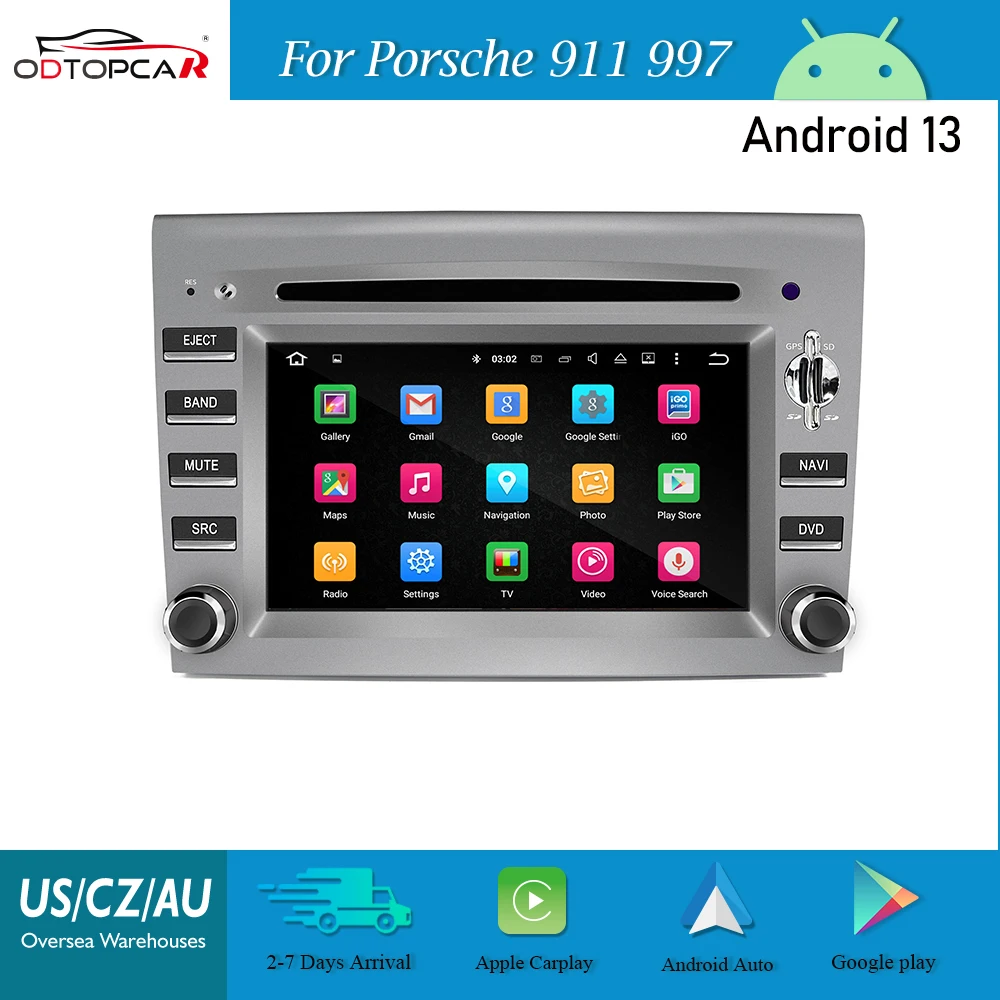 ODTOPCAR Touch Screen GPS Navigation apple carplay radio for Porsche 911 997 Cayman Radio Car Stereo  AndroidAuto Upgrade