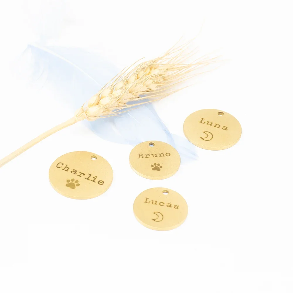 Étiquettes d'identification personnalisées en cuivre pour petits/moyens, chiots, Style vieille école, chat, chien, plaque signalétique en métal Durable, accessoires pour animaux de compagnie, produit