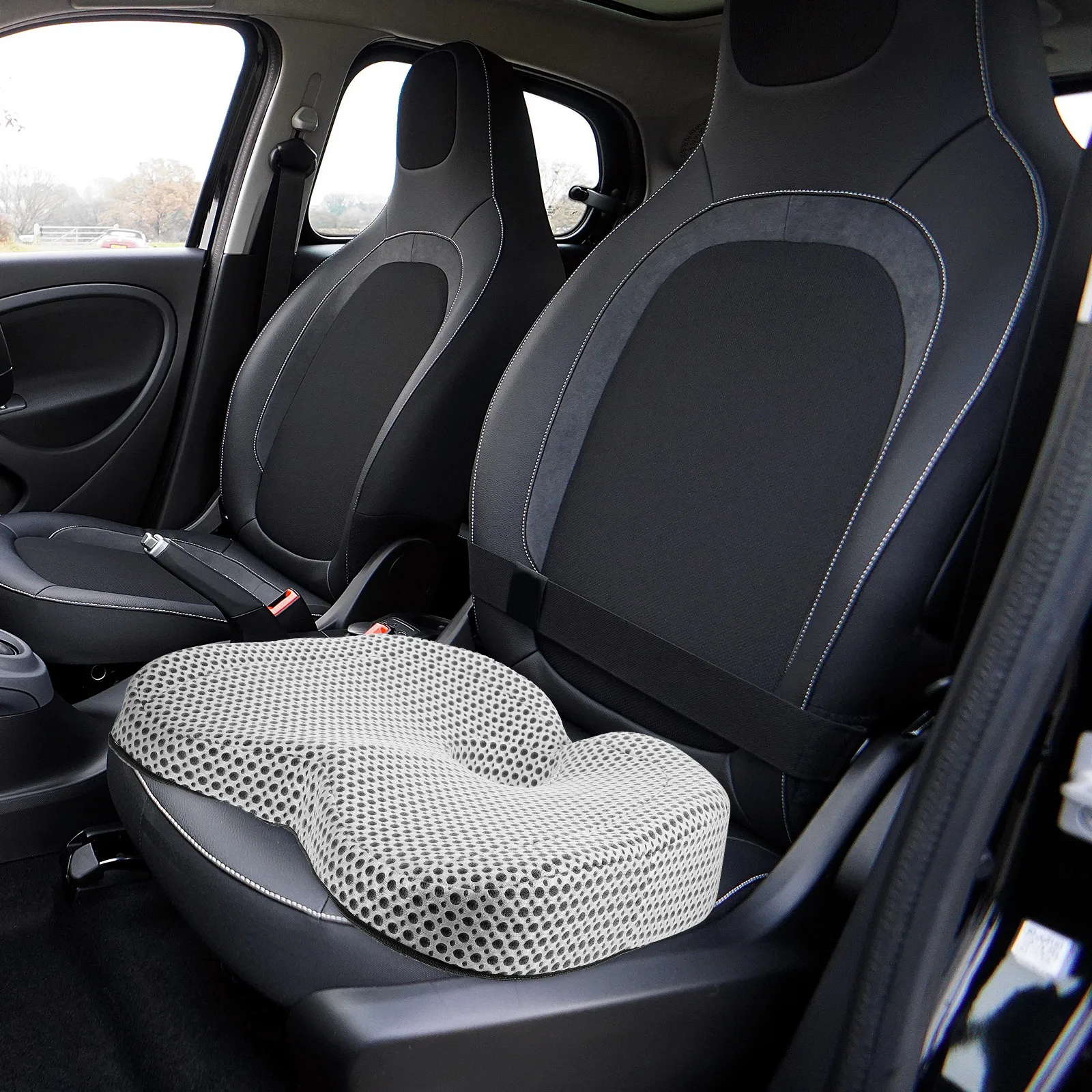 

Memory Foam Seat Cushion White Size Eye Mesh Slow Rebound Chair Pad Breathable Car Office Stool Cooling Non Slip