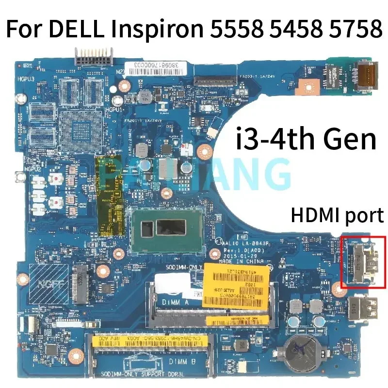 For DELL Inspiron 5558 5458 5758 Notebook Mainboard LA-B843P