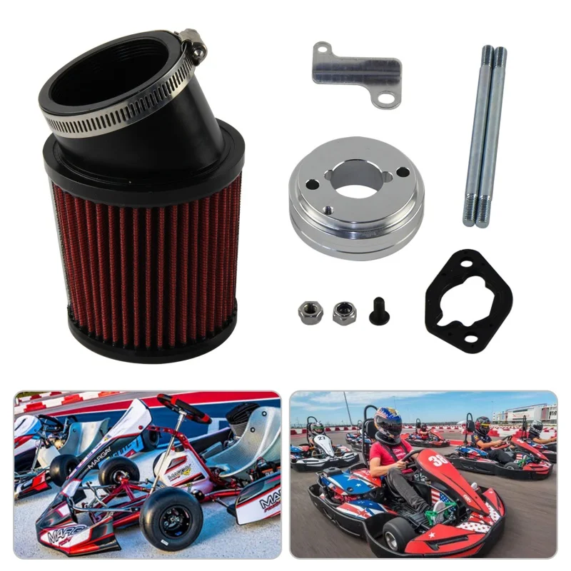 Red Air Filter Intake Adapter Kit High Performance Parts For 6.5 HP Go-Kart & Mini Bike Engines Predator 212cc Red GX1600 GX200
