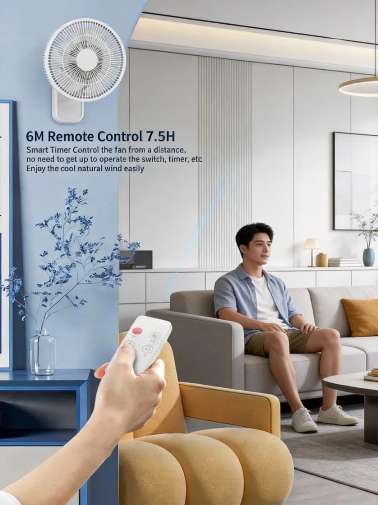 Household Remote Control Shaking Head Wall Fan Powerful High Wind Hanging Cooling Fan