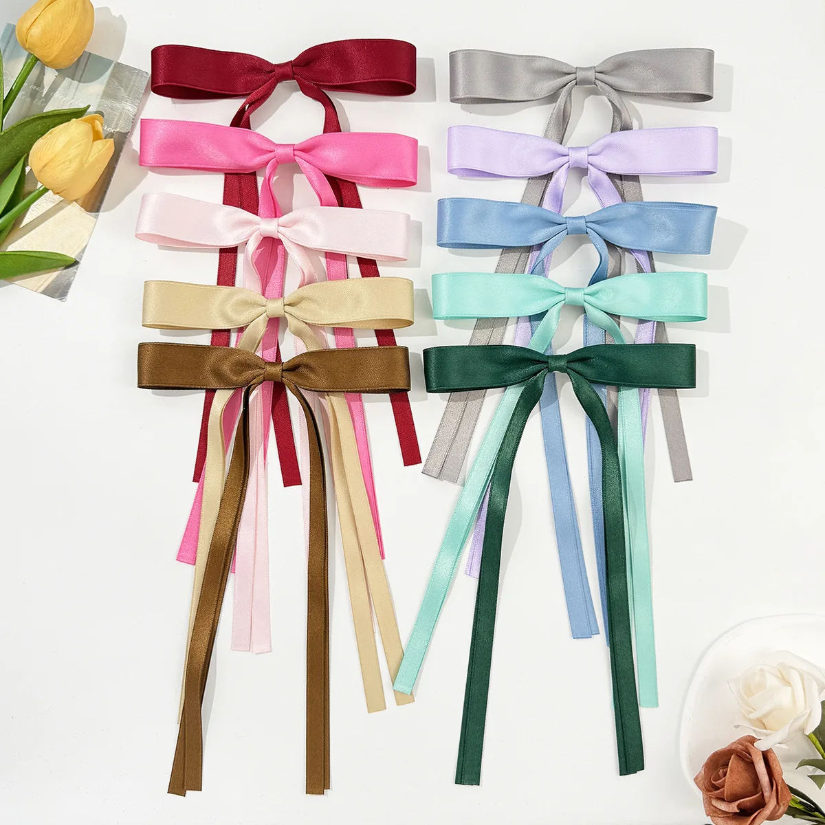 Bulk Long Tassel Bow Hair Clips Kid Long Ribbon Bow Hairpin Barrettes For Women Girls Hairgrips Hair Accessories Wedding Jewelry