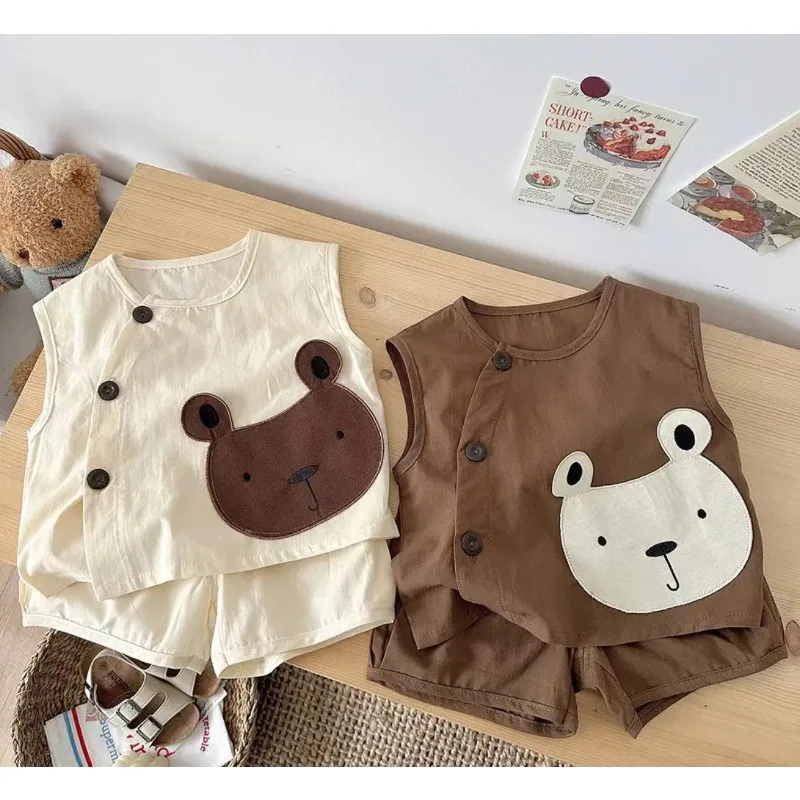Unisex Baby 100% Cotton Cartoon-Print Top and Shorts  newborn baby clothes