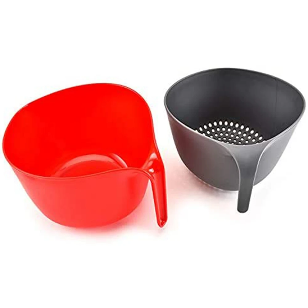 Large Nest Washing Colander Bowl Sets & Food Strainers with Long Kitchen Plastic Washing Bowl and Strainer