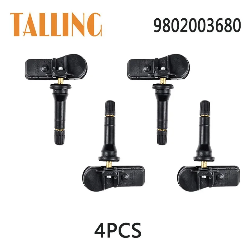 

9802003680 4Pcs TPMS Tire Pressure Sensor for Peugeot 207 301 308 Partner Tepee 408 508 RCZ Citroen C4 C5 DS4 C-Elysee Berlingo