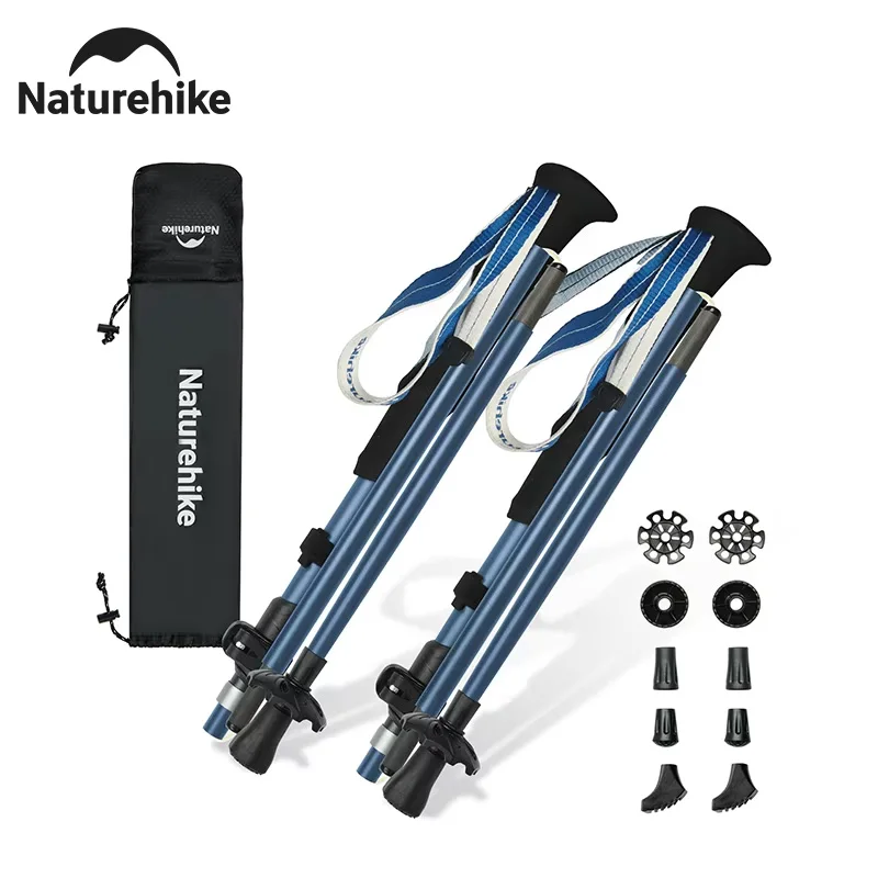 Naturehike Trekkingstöcke aus Kohlefaser und Aluminiumlegierung, fünf verstellbare Abschnitte, faltbar, für Bergwanderungen, tragbar, leicht zu transportieren, Trekkingstöcke