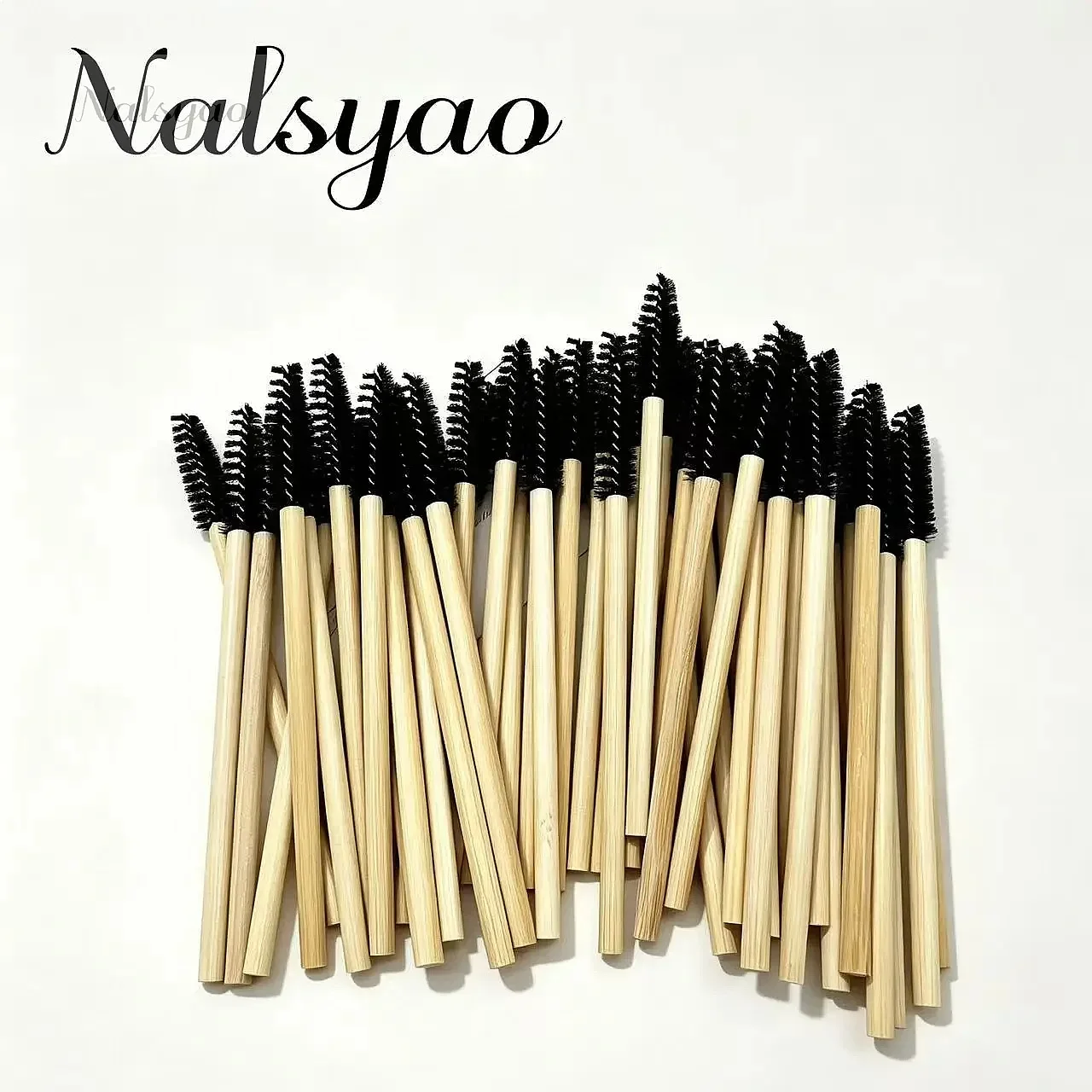50Pcs Bamboo Handle Eyelash Brush Mascara Wands Applicators Eye Lash Curling Comb Makeup Set