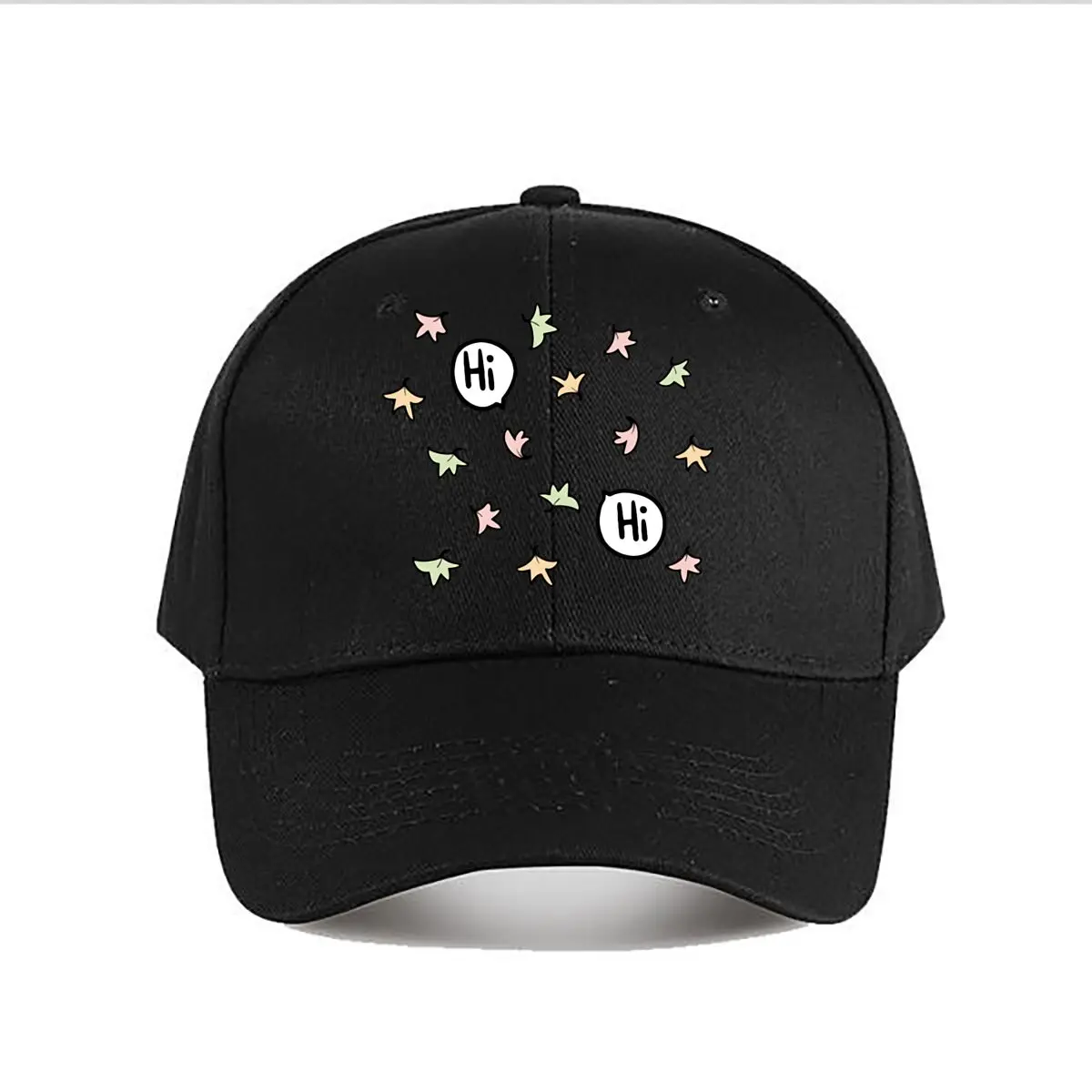 Hi Pastel Leaves Speech Bubble Pattern Baseball Cap Fashion Men Sunhat Women's Outdoor Sports