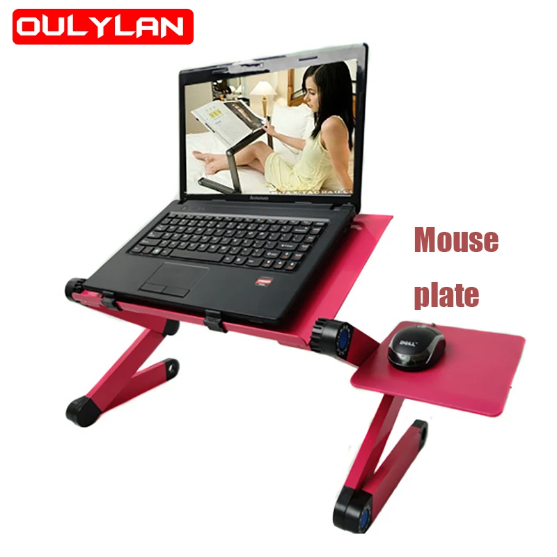 Laptop Desk Stand Adjustable Foldable Computer Notebook Desks Holder TV Bed PC Lapdesk Table Stand With Mouse Pad Red