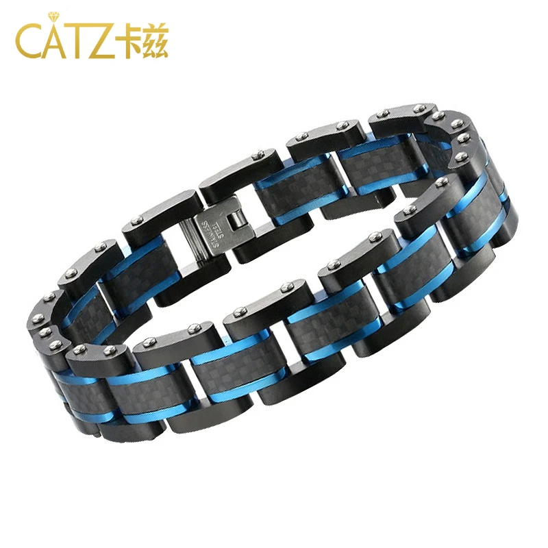 

New Men's Solid Carbon Fiber with Stainless Steel Bracelet 22CM A Gift for My Father