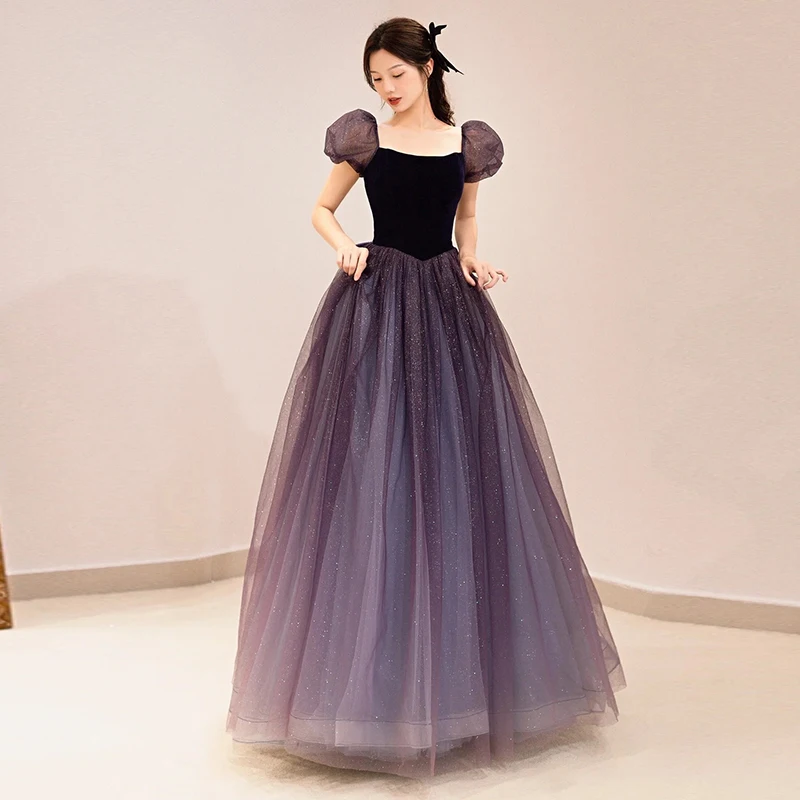 

Элегантное выпускное платье в стиле принцессы с шифоновой юбкой, для торжественных мероприятий, высококачественное, длинное бальное платье для церемоний.