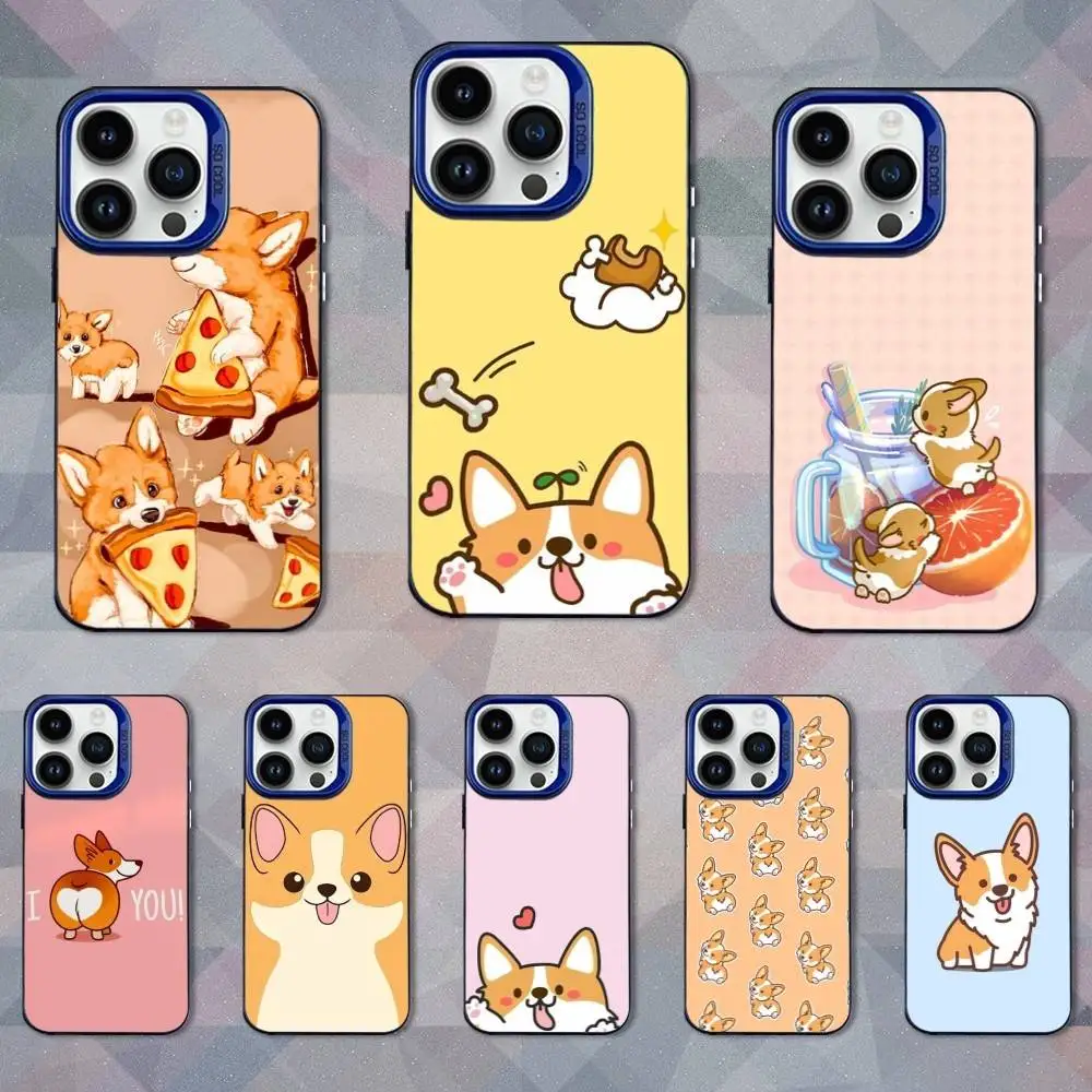 حافظة هاتف كورجي دوج كارتونية لطيفة لهاتف آيفون 16,15,14,13,12,17,11,Mini,Pro,SE,XS,MAX غطاء سيليكون أزرق غير لامع #1