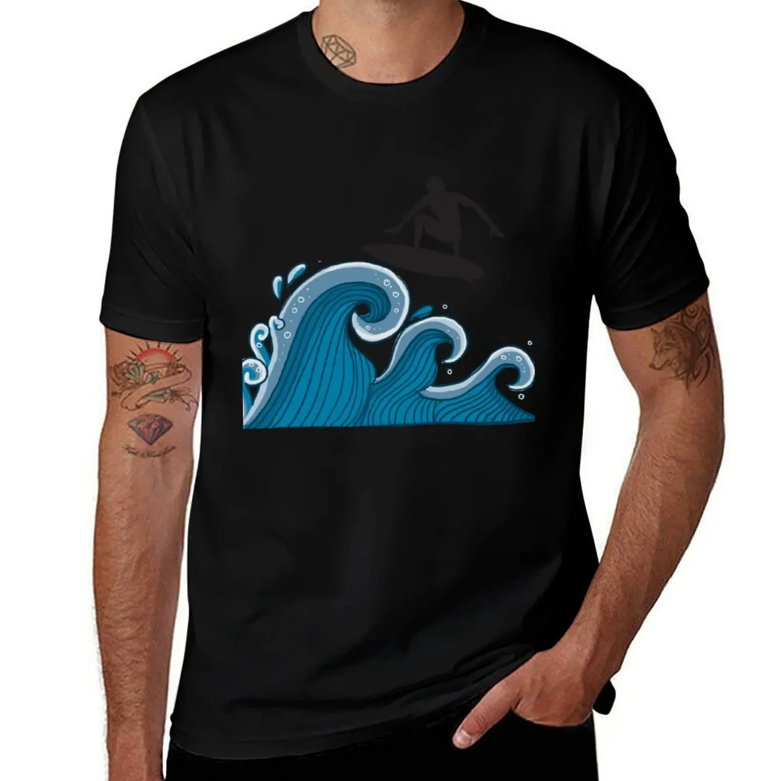 

Great Wave Outline T-Shirt blue lock aesthetic clothes valentines clothes shirts graphic tee men