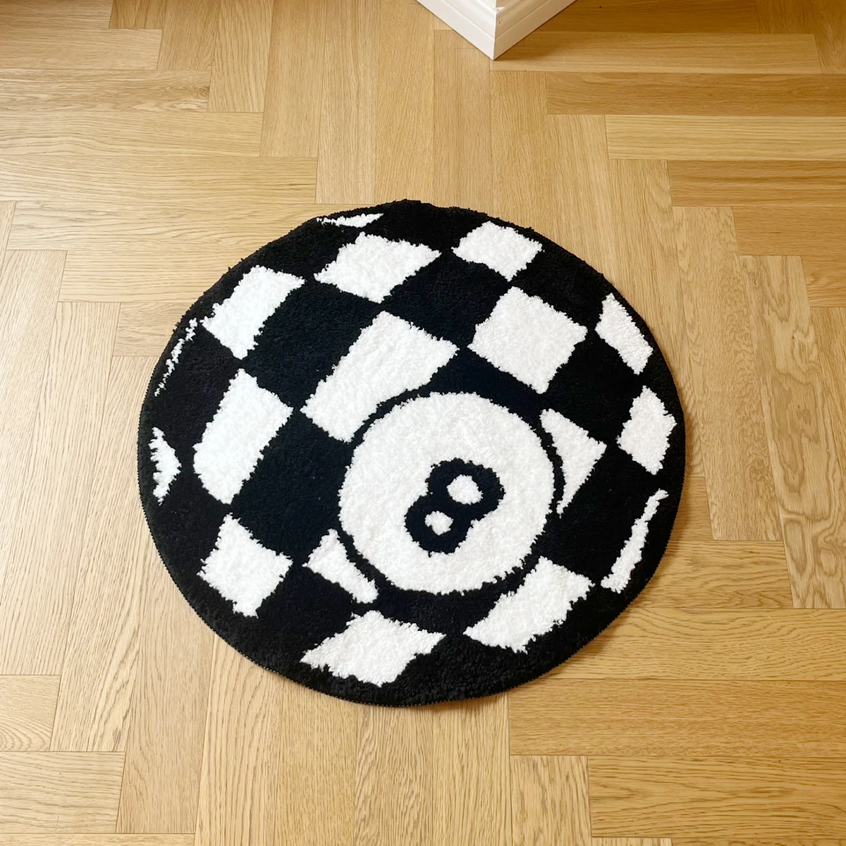 8 Ball Tufted Rug Checkered Area Rug Non Slip Floor Mat for Bedroom Dorm Room Game Room Aesthetic Decor