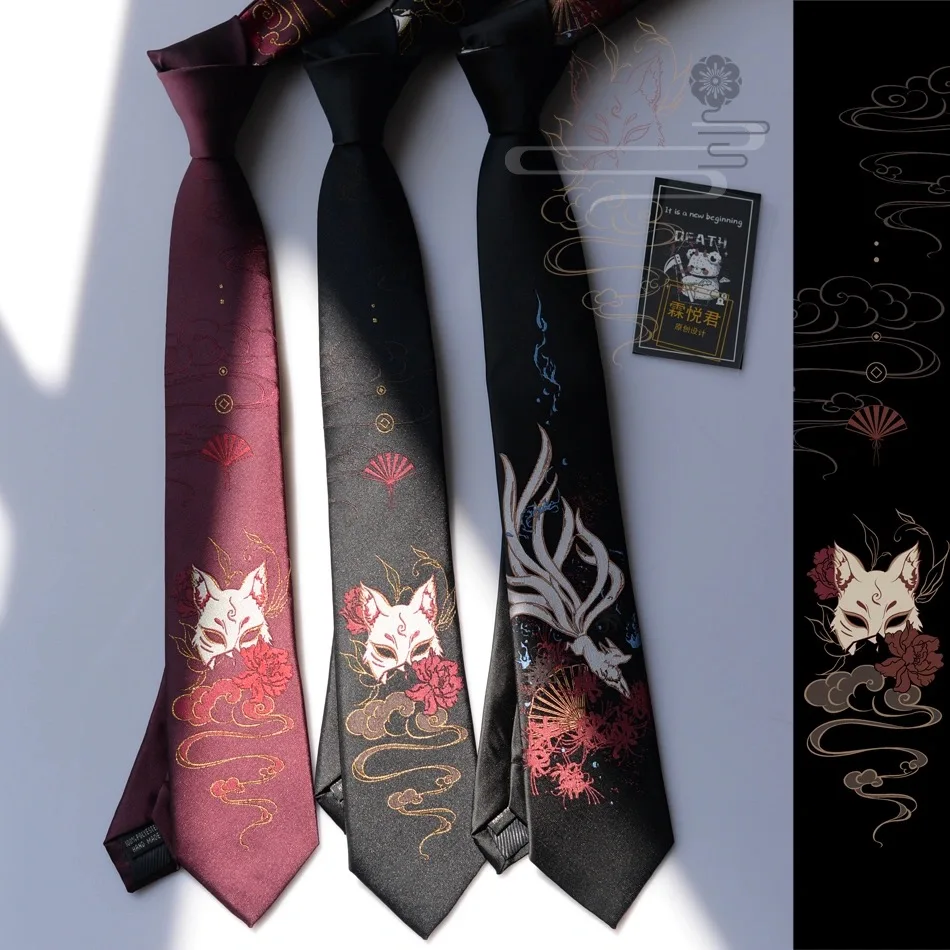 Anime Fox Neck Tie para Homens e Mulheres, JK Vestuário, Acessórios Kawaii, Cosplay Adereços