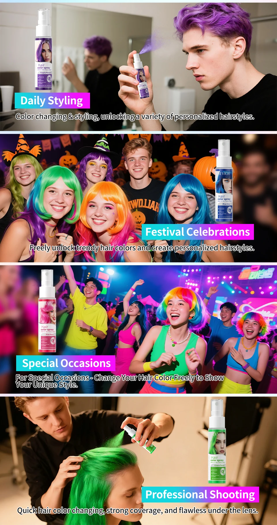 Temporäre Haar Färben Spray Haar Farbe Farbstoff Spray Bunte Haar Styling Produkt 30 ml Für Tägliche Party Cosplay DIY Haar farbe Creme – Detail 6