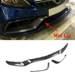 VACOMUL C Class Carbon Fiber Front Bumper Mid Lip Spoiler For Mercedes Benz W205 C63 AMG S C180 C200 C260 Sedan 15-17 FRP Black