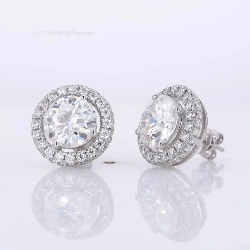 

1CT Moissanite Round Cut Sterling Silver Earrings Studs DEF VVS1 Loose Gemstones S925 Sterling Silver Ladies Moissanite Earrings