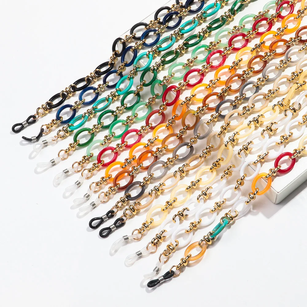 Neue Bunte Acryl Oval Link Gläser Kette Riemen für Frauen 70 cm Hängenden Hals Maske Seil Sonnenbrille Lanyard Schnur Zubehör – Detail 9