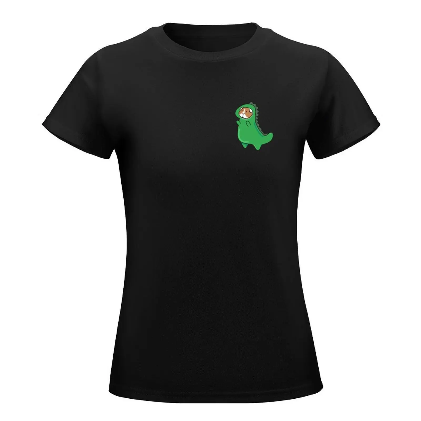 Guinea Pig Dinosauring: Guinea Pig cosplaying as dinosaur T-Shirt summer top cute clothes new edition t shirts for Women