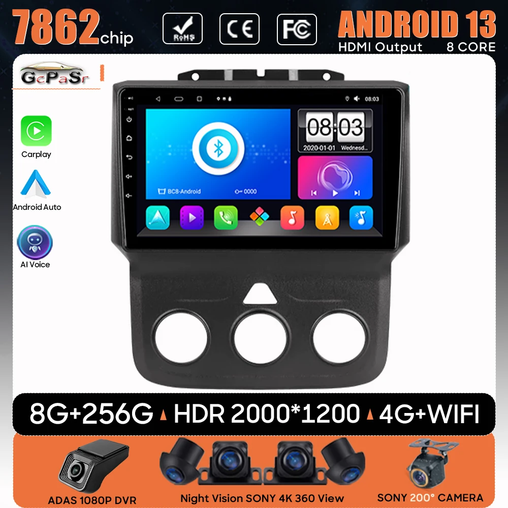 

Car Radio For Dodge Ram 4 IV DJ DS 2013 - 2019 Navigation GPS Stereo Multimedia Player Screen Android Auto Video 5G Wifi No 2din