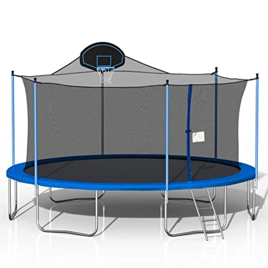 

Trampoline with Outdoor Bounce Bed for backyard use galvanized steel frame black weather-resistant and extra-sturdy