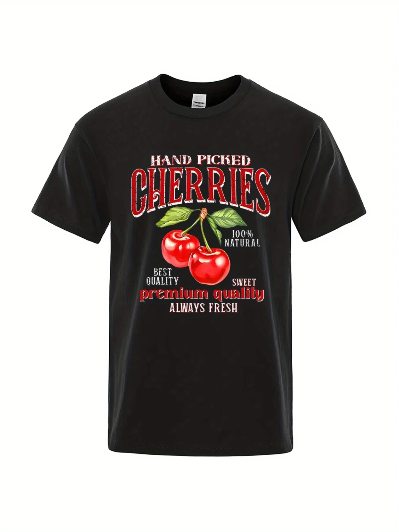 

Plus Size Men's Cotton T-Shirt with Cherry Print - Casual, Breathable & Comfort Fit for Summer, PLUS SIZE