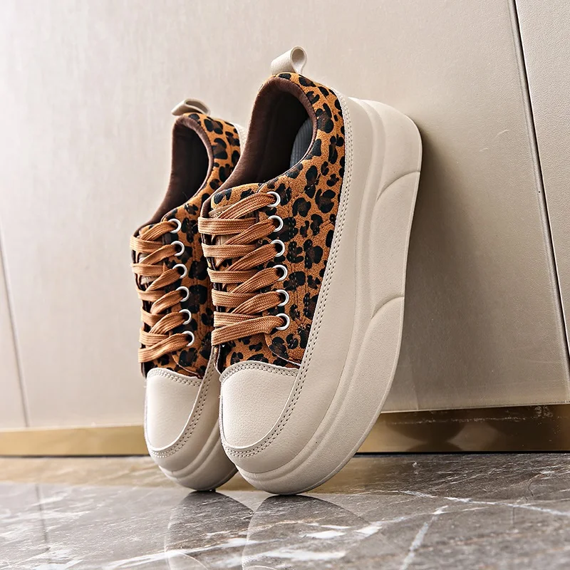 

Luxury Leopard Women Skateboard Shoes Platform Lace Up Women Vulcanize Shoes Spring Fashion Ladies Casual Sneaker zapatos mujer