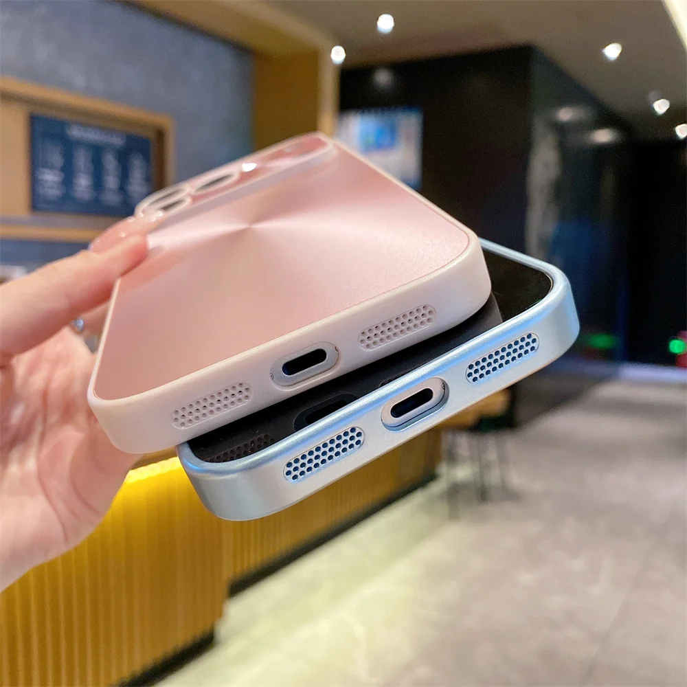 Luxury Laser Aurora Pattern Matte Case For iPhone 17 Air 16 15 14 Plus 13 12 11 Pro Max Soft Bumper Shockproof Armor Hard Cover