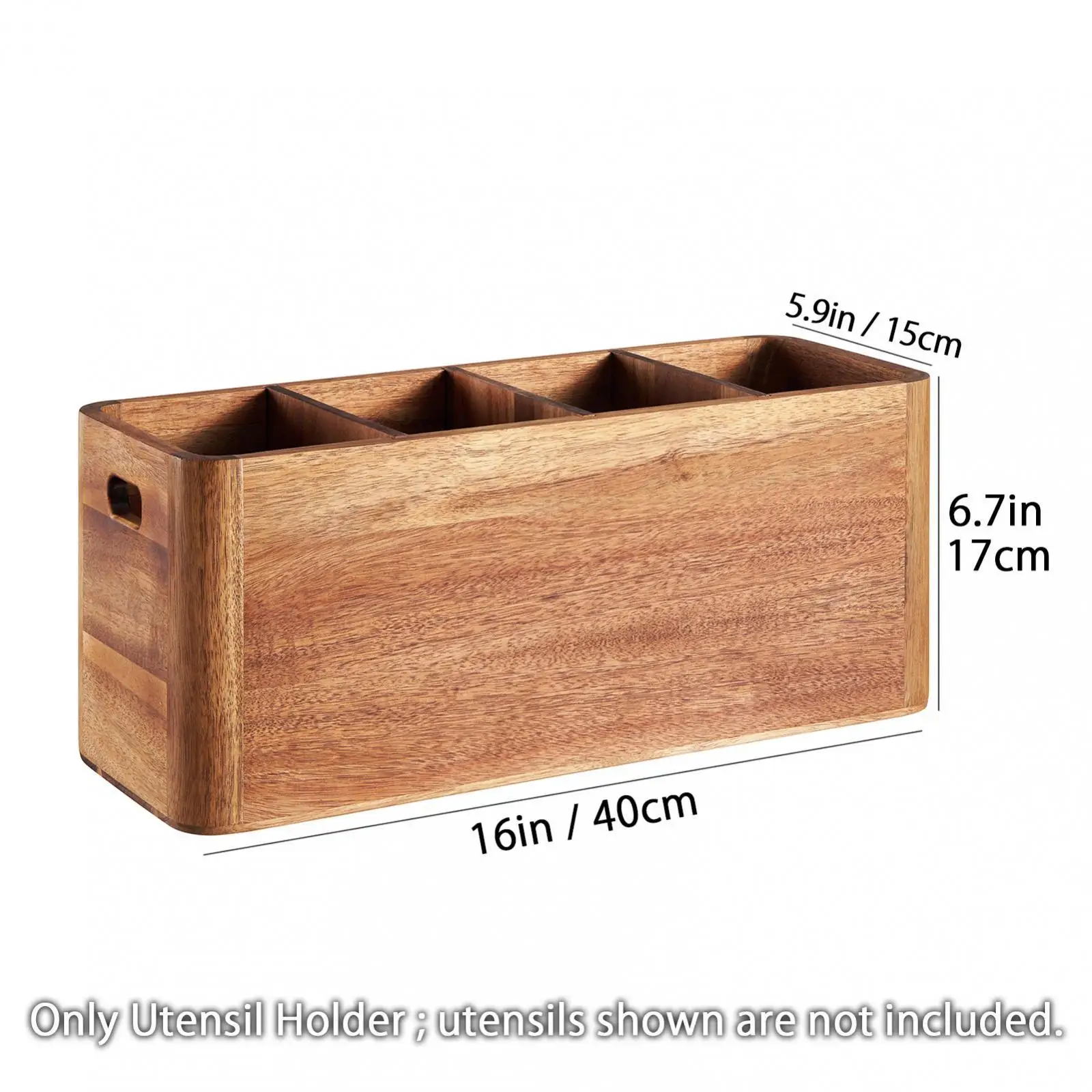 Spoon Chopsticks Fork Drain Rack, Acacia Wood Utensil Holder, Cutlery Drainer Wooden Cooking Utensil Crock for Countertop Forks