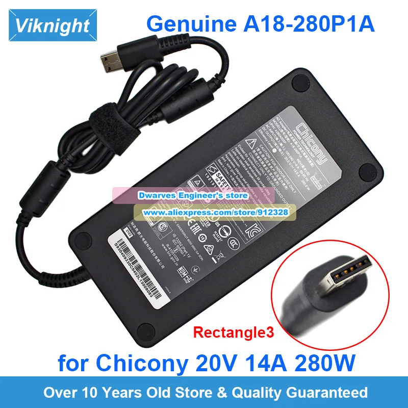 Genuine CHICONY A18-280P1A 20V 14A AC Adapter for Msi Raider GE76 GP76 GE66 CLEVO X170SMG Metabox NP70SNC XMG PRO 15 E23 BONW14