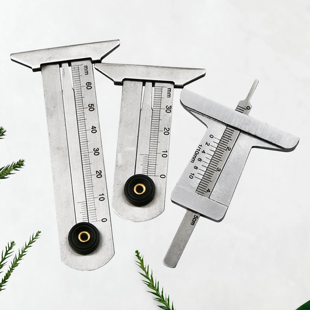

3Pcs Stainless Steel Tread Pattern Ruler Safety Tyre Ruler Height Depth Measure Tool (0-30mm + 0-50mm + 0-60mm)