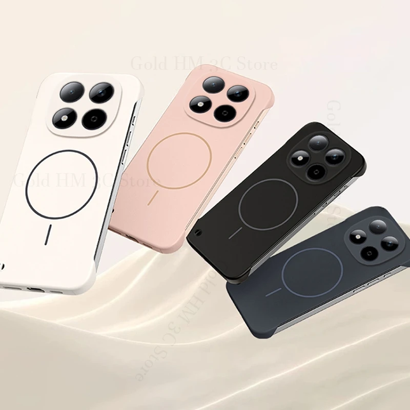 حافظة متينة بدون إطار من Magsafe لهاتف Redmi Note 15 Pro Plus شاحن لاسلكي غير لامع غطاء بدون حدود لهاتف Redmi Note 15 14 Pro Plus