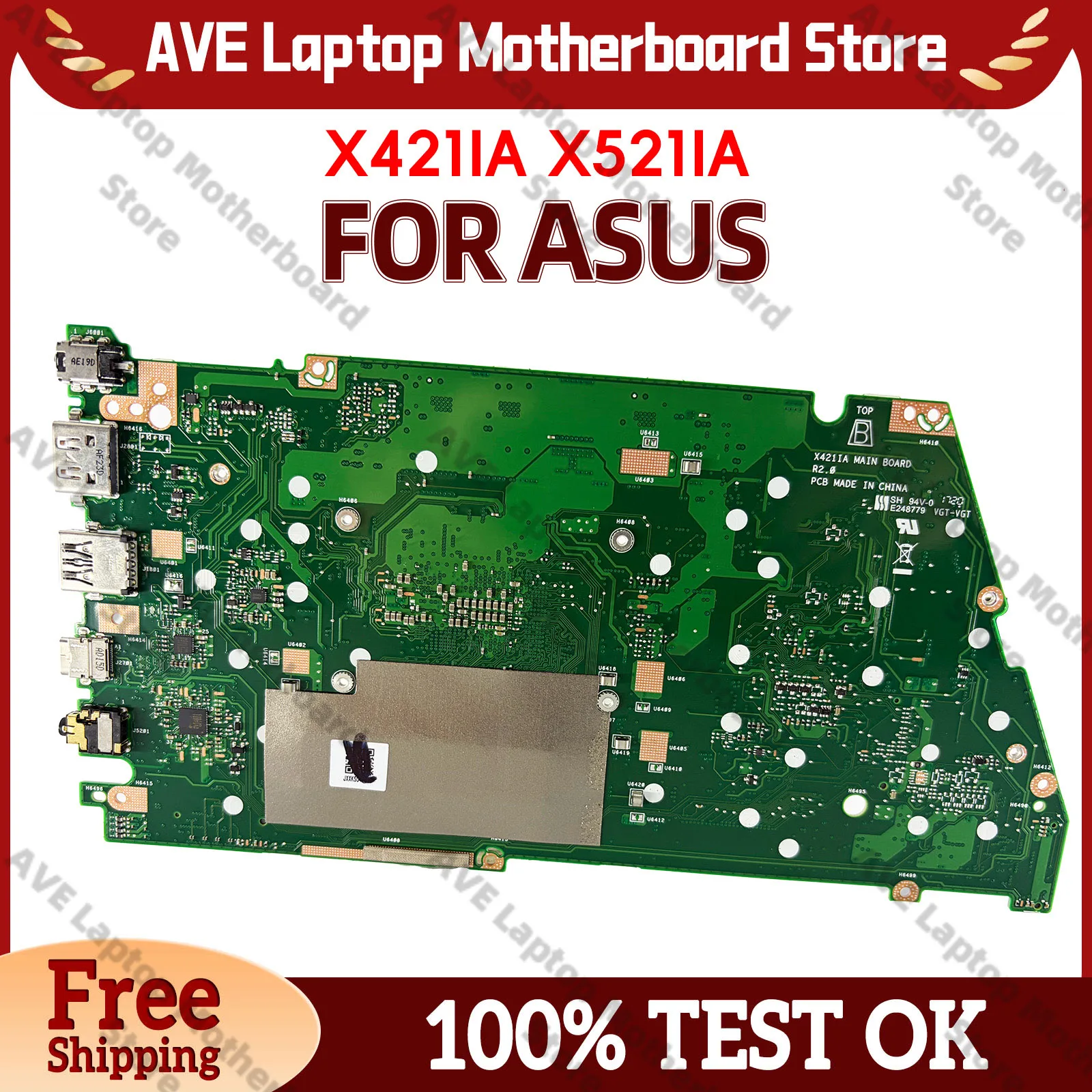 

X421IA Laptop Motherboard For ASUS VivoBook M4600I X421I X421IA R421I X421IAY M4050I Mainboard With R3 R5 R7 CPU 100% tests OK