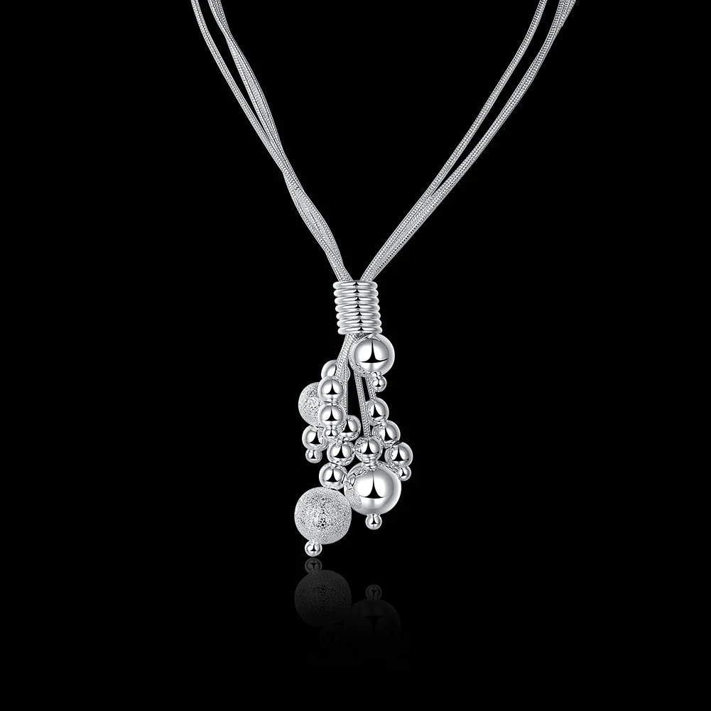 Women's 925 Sterling Silver Beaded Tassels Necklace, Creative Gift