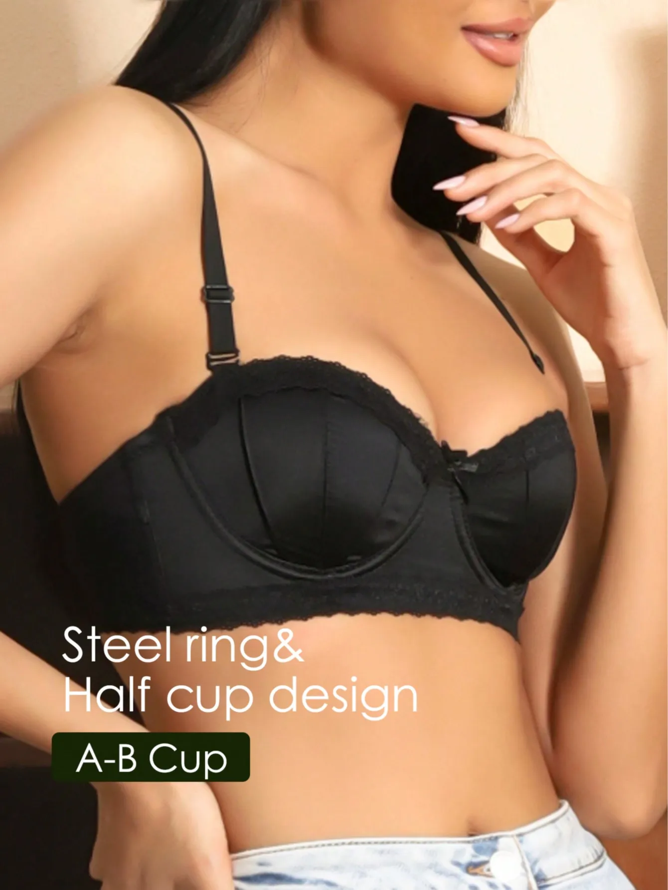 Black Half Cup Bra …