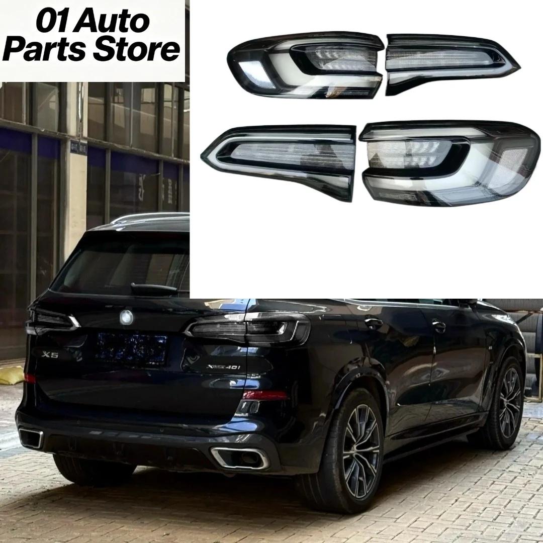 A Set Black Transparent Taillights For BMW X5 G05 LED Taillights Handmade Modify Venom Taillights
