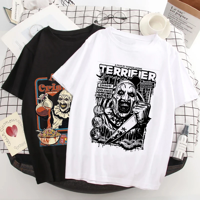 T-shirt Halloween Y2K pour hommes et femmes, art drôle, The Clown Terrifier, gothique, Mange, vêtements vintage, Harajuku