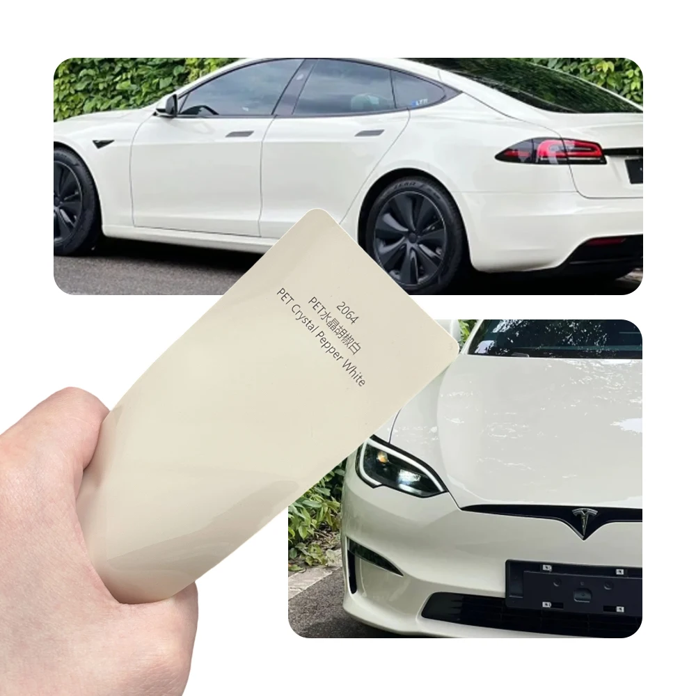 Crystal Pepper White Car Vinyl Wrap Easy Install Full Body Color Change Bubble Free Auto Decorative Sticker 1.52x18m
