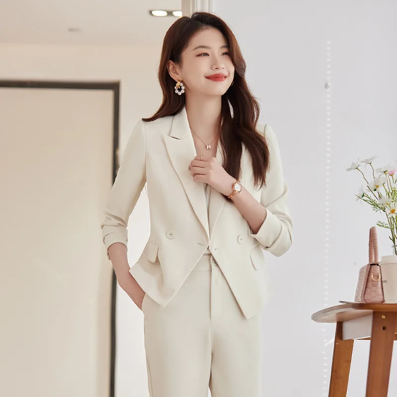 

Small Suit Jacket Women's Spring and Summer Thin Elegant Slim Fit Thin Looking Suit Small Age-Reducing Business Wear Women's Pan