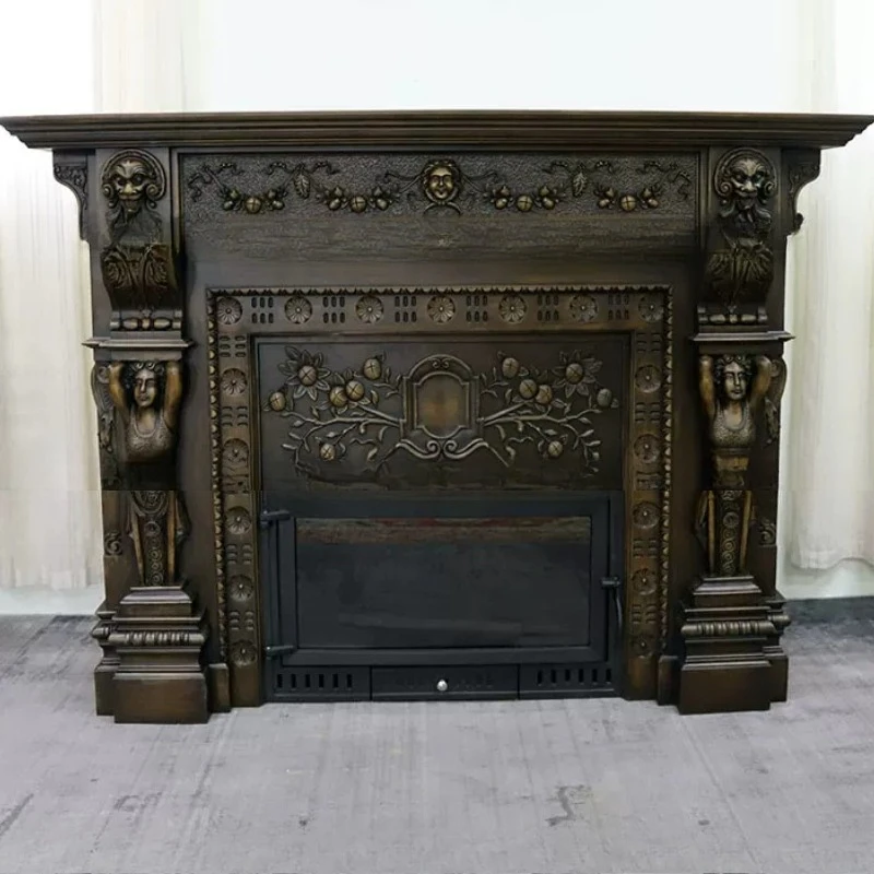 Retro style, solid wood fireplace, French mix and match design