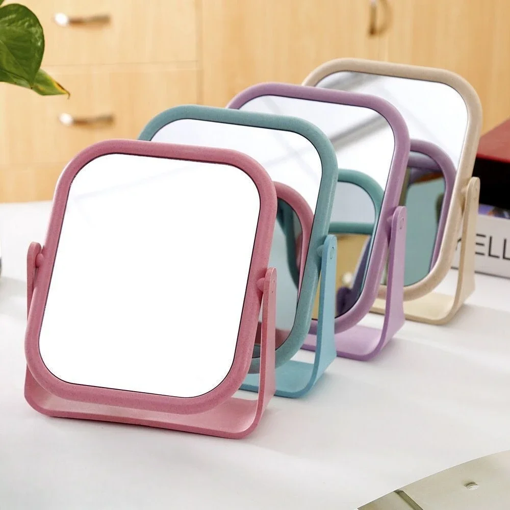 European-style Dressing Mirror Minimalist Dual-sided Desktop High-definition Makeup Mirror with Rotation Makeup Dormitory Desks