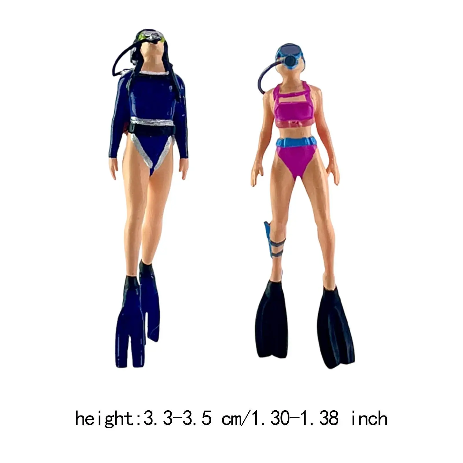 2 stuks 1/64 schaal zeemeermin duikfiguren miniatuur menselijke beeldjes voor diorama landschap miniatuur scène landschap foto rekwisieten