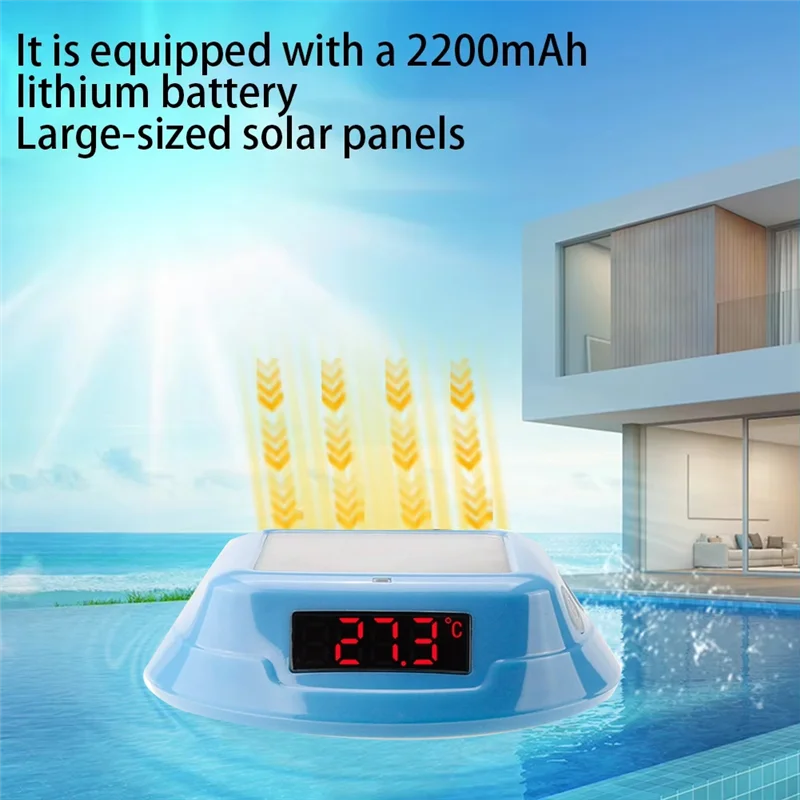 ABAH-For Floating Easy Read Large Solar Panel And LED Screen Thermometer IP68 Waterproof Thermometer