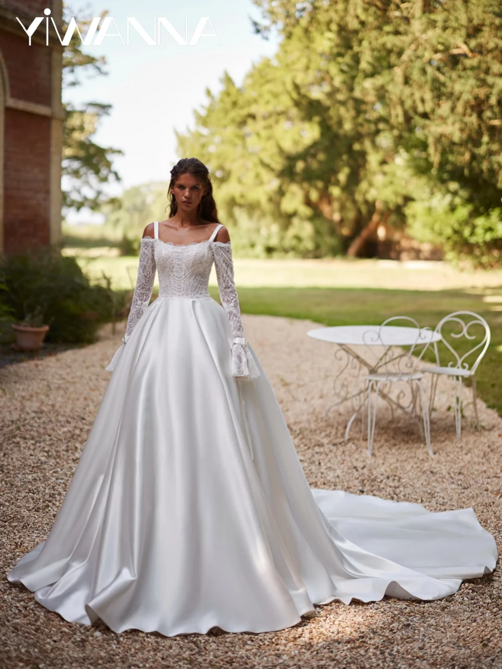 

Embroidery Lace Satin Wedding Dress Exquisite A-line Floor-length Bridal Gown 2026 Customized Off Shoulder Dresses For Bride