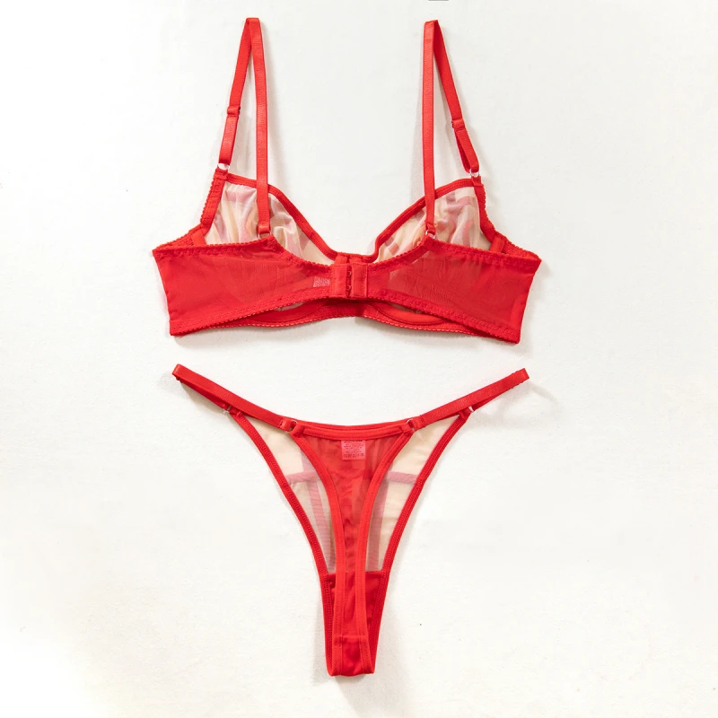 ビキニ超薄型ブラジャー中空アウトパッチワーク女性の Tバックセクシーセット
