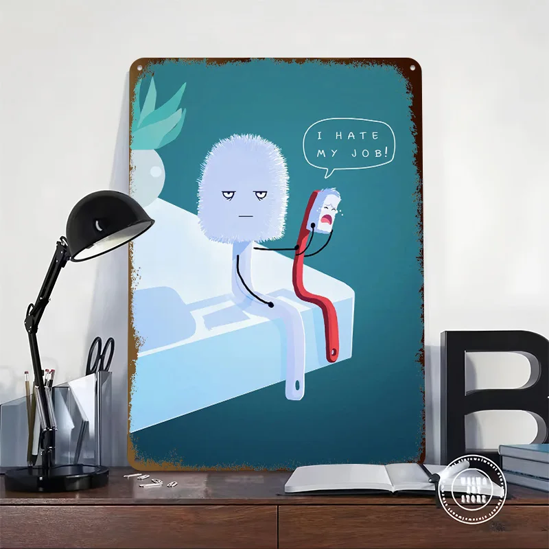 I Hate My Job Printed Poster Customized Wall Art Retro Vintage Metal Tin Signs for Home Decoration Gaming House Room Ornaments